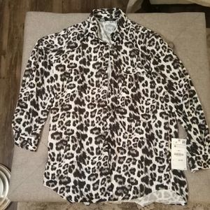 Zara. Black and white leopard print blouse.